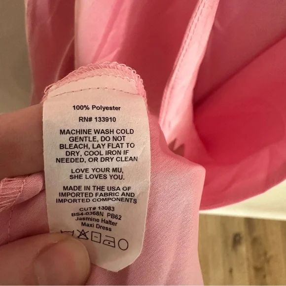 Show me your MuMu Women’s Pink Jasmine Halter V-Neck Maxi Dress Sz M NWOT - Picture 7 of 8